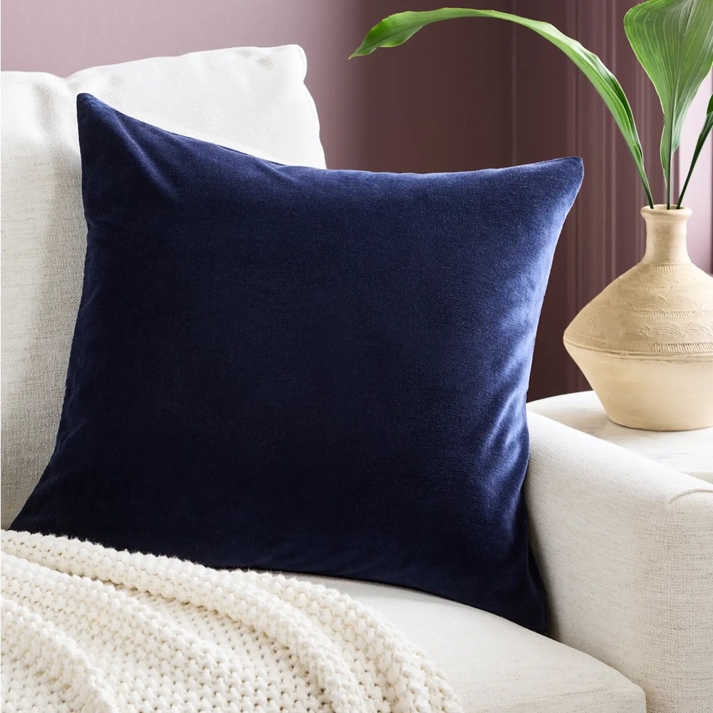Navy Blue Velvet Accent Pillow